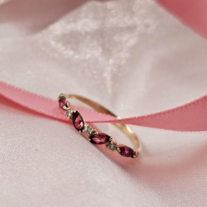 Inel ,,Princess" din Aur galben 14K cu Diamante si Pietre Semipretioase [3]