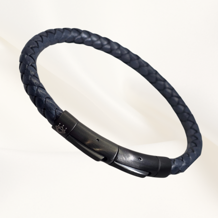 Cadouri - Bratara din piele Navy Obsidian