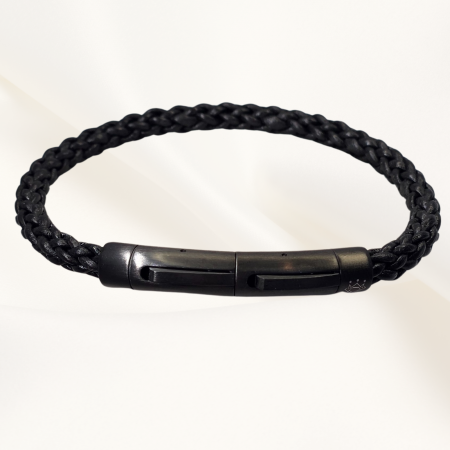 Bratara impletita din piele Discret Noir [1]