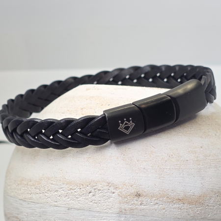 Bratara impletita din piele Noir Signature [1]