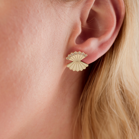 Cercei ,,Allure Regale'' Aur galben 14K cu Diamante [2]
