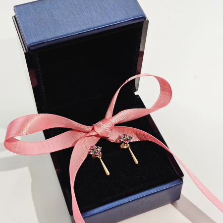 Cercei ,,Princess Tears'' Aur Roz 14K cu Safire Roz si Tanzanite [2]