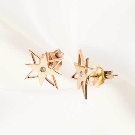 Cercei aur 14 k cu diamante naturale
