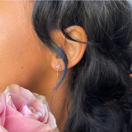 Cercei ,,Princess Tears'' Aur Roz 14K cu Safire Roz si Tanzanite [1]