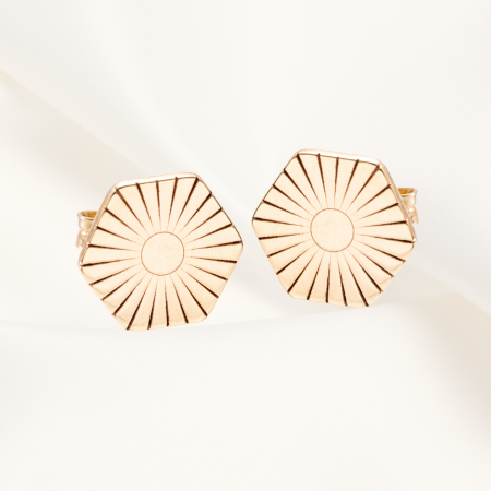 Cercei ,,Raze de soare'', Aur galben 14K