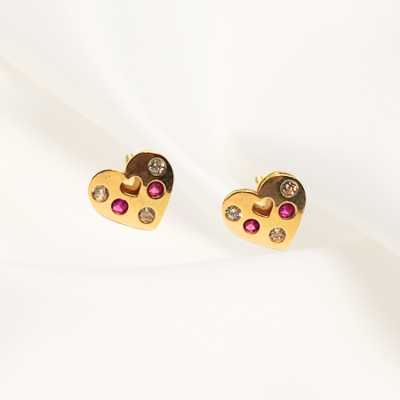 Cercei ,,Royal Love" Aur 14K cu inchidere protectie Bebelusi si Fetite