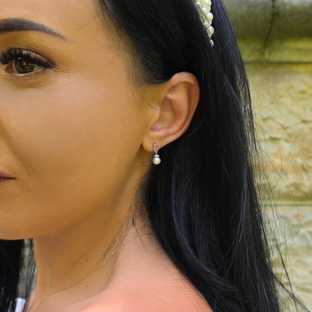 Cercei Sensual Grace Aur Galben 14 K, cu Perle de Cultura, Diamante si Safire Roz [1]