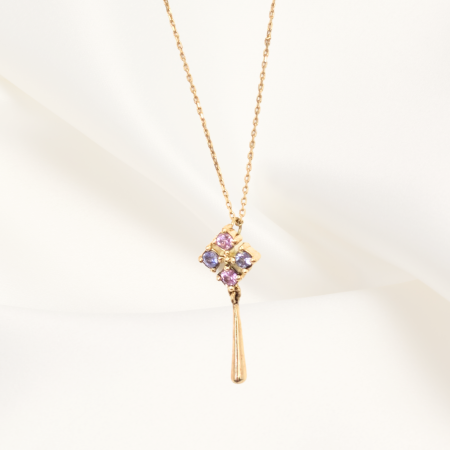 Cadouri adolescente - Colier Aur 14 K cu Safire roz si Tanzanite Princess Tears