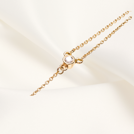 Cadouri adolescente - Colier ,,Rain Drop'' din Aur galben 14k cu diamant natural