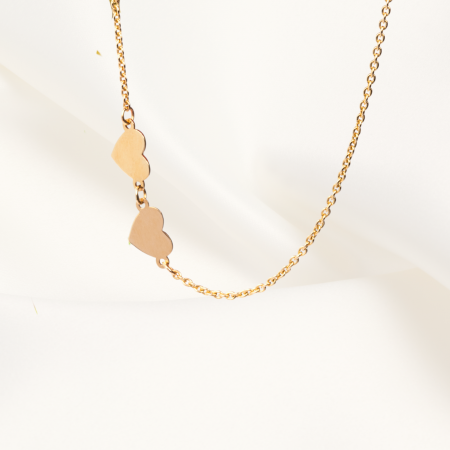 Cadouri adolescente - Colier ,,Connected Hearts'' din Aur galben 14K