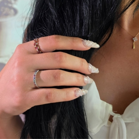 Inel Bliss Duet din Aur Alb 14 K, cu Acvamarin si Safire Roz [2]