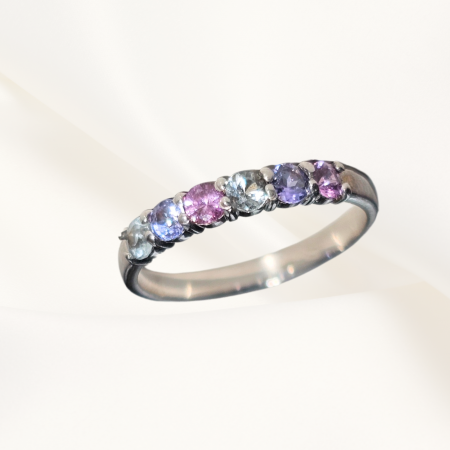 Inel ,,Bliss Duet'' din Aur Alb 14 K, cu Acvamarin si Safire Roz