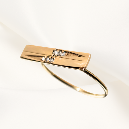 Cadouri de absolvire - Inel Glow Band din Aur galben 14 K cu Diamante Naturale