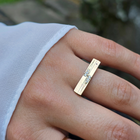 Inel Glow Band din Aur galben 14 K cu Diamante Naturale [1]