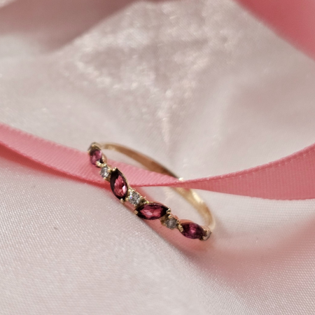 Inel ,,Princess" din Aur galben 14K cu Diamante si Pietre Semipretioase [2]