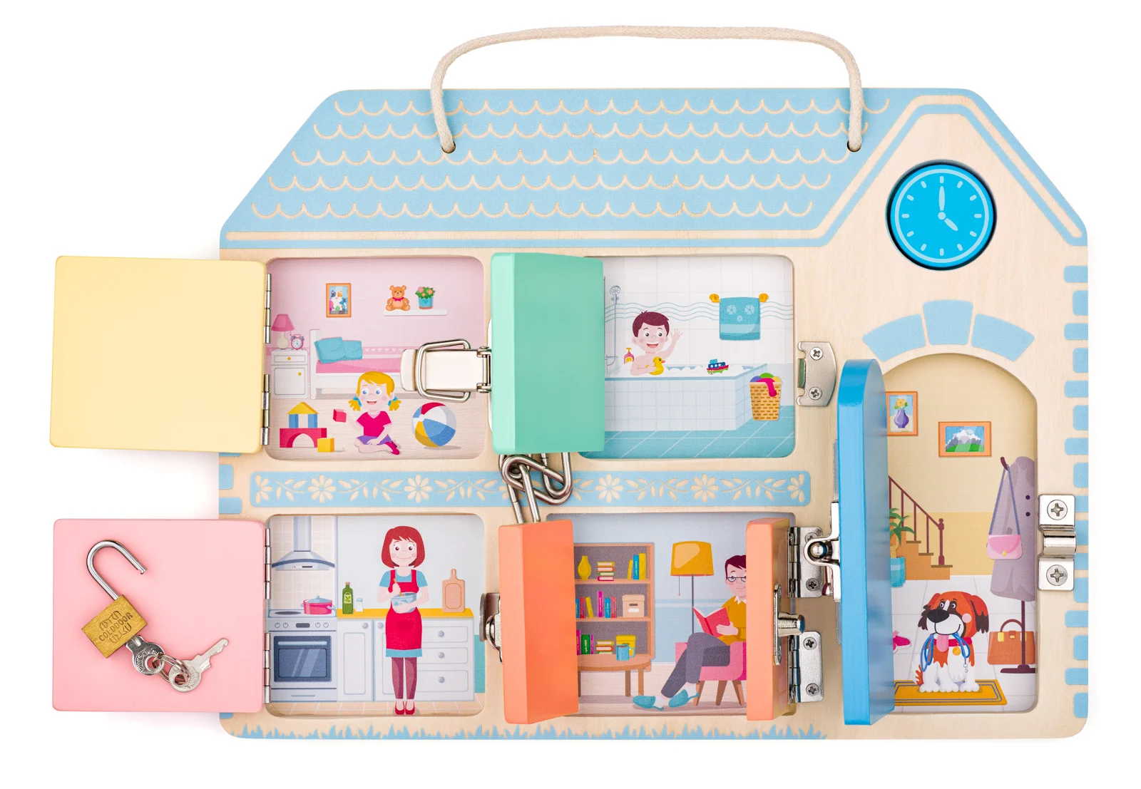 Busy Board - Placă senzorială cu diferite tipuri de încuietori [3]