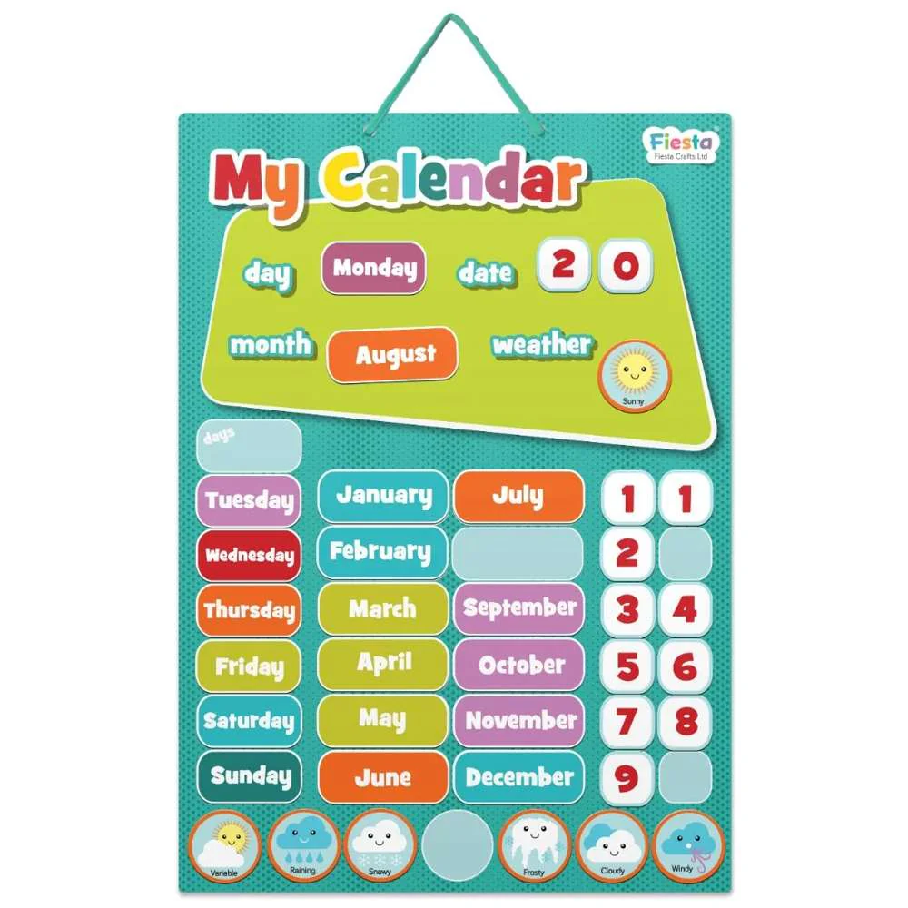 Jocuri si jucarii educative - 13277 FCT-2399 Calendar magnetic cu 38 de piese, 20 x 26 cm Bigjigs