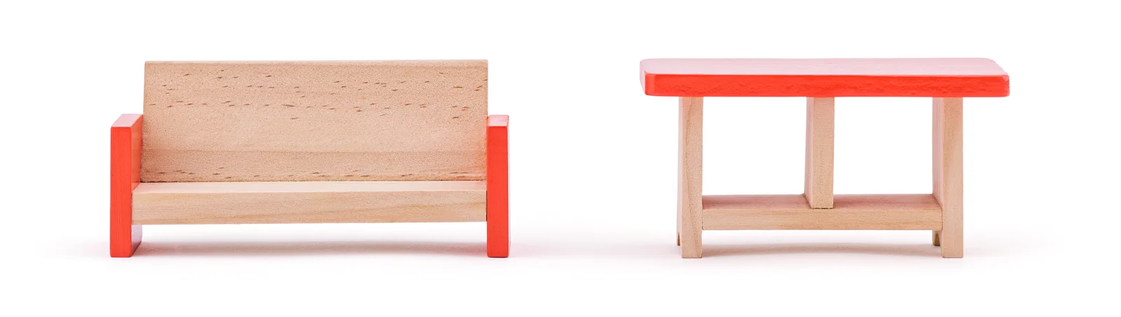 Casă de păpuși din lemn cu etaj, balcon detașabil, 2 personaje și mobilier - Isabelle [3]