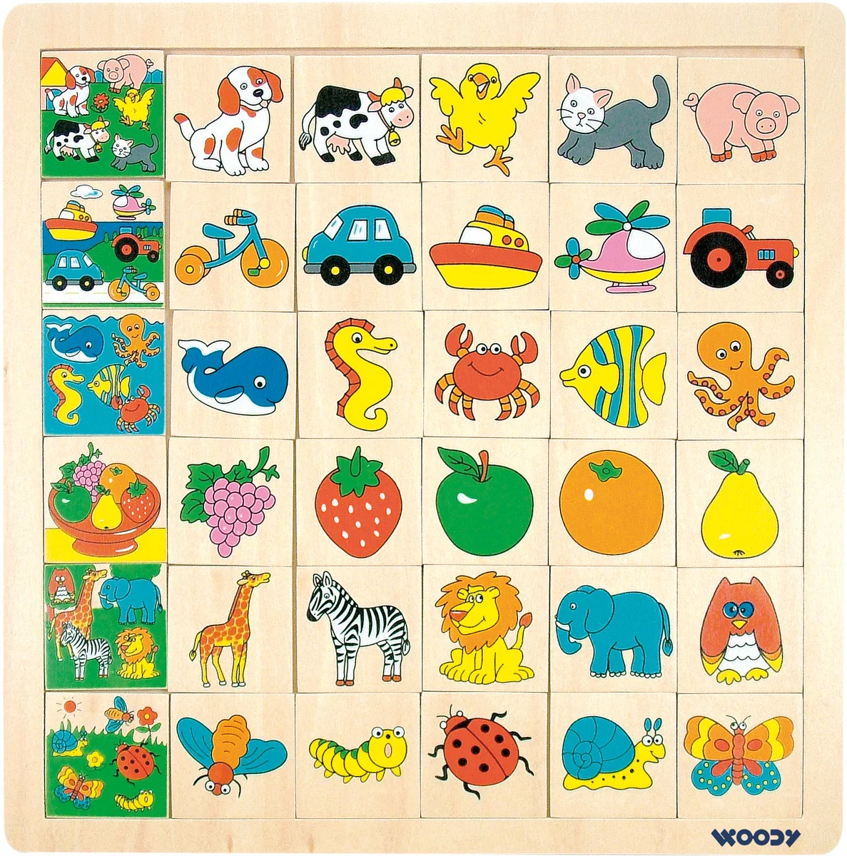 Jocuri si jucarii educative - Joc de asociere cu 36 piese din lemn