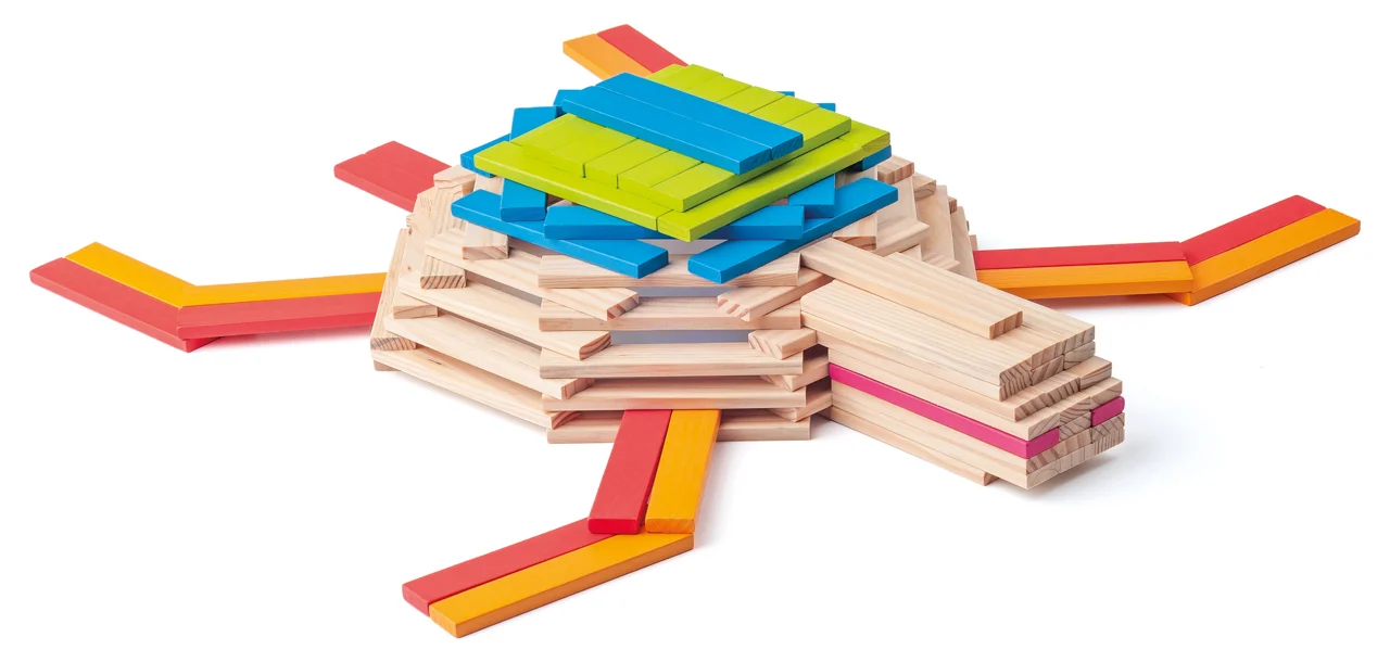 Joc de construcție cu 200 piese colorate din lemn - Emma [2]