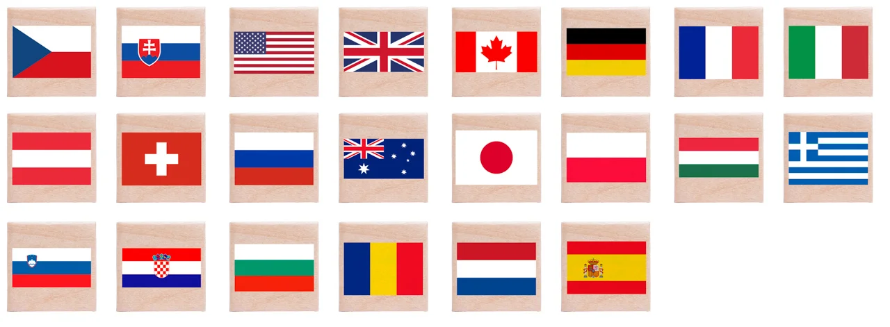 Joc de memorie cu 44 de piese pătrate din lemn - Steagurile lumii [2]