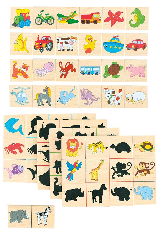 Jocuri de asociere si observare - Joc de memorie cu piese din lemn - Găsește umbra