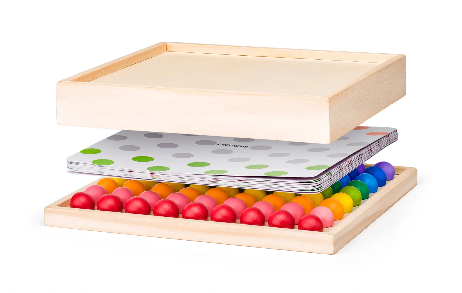 Joc de societate Montessori cu 81 de bile colorate din lemn [4]