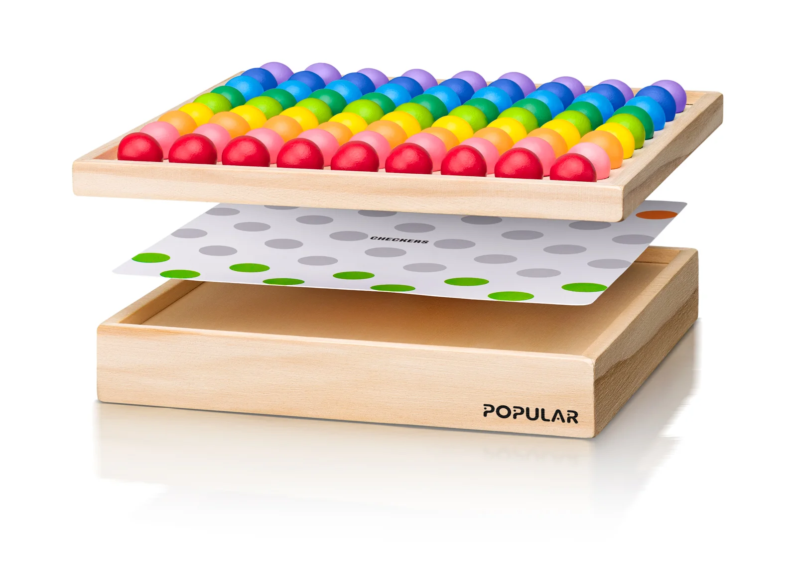 Joc de societate Montessori cu 81 de bile colorate din lemn [2]
