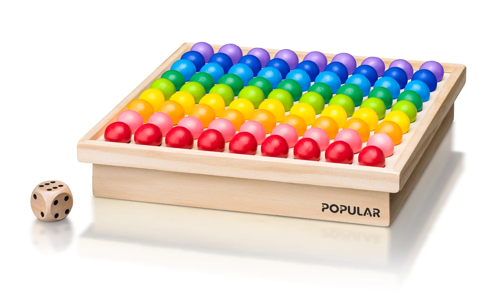 Jocuri si jucarii educative - Joc de societate Montessori cu 81 de bile colorate din lemn