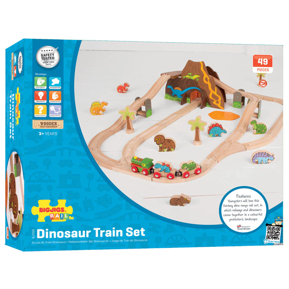 5709 BJT035 Set trenuleț din lemn cu dinozauri Bigjigs [4]