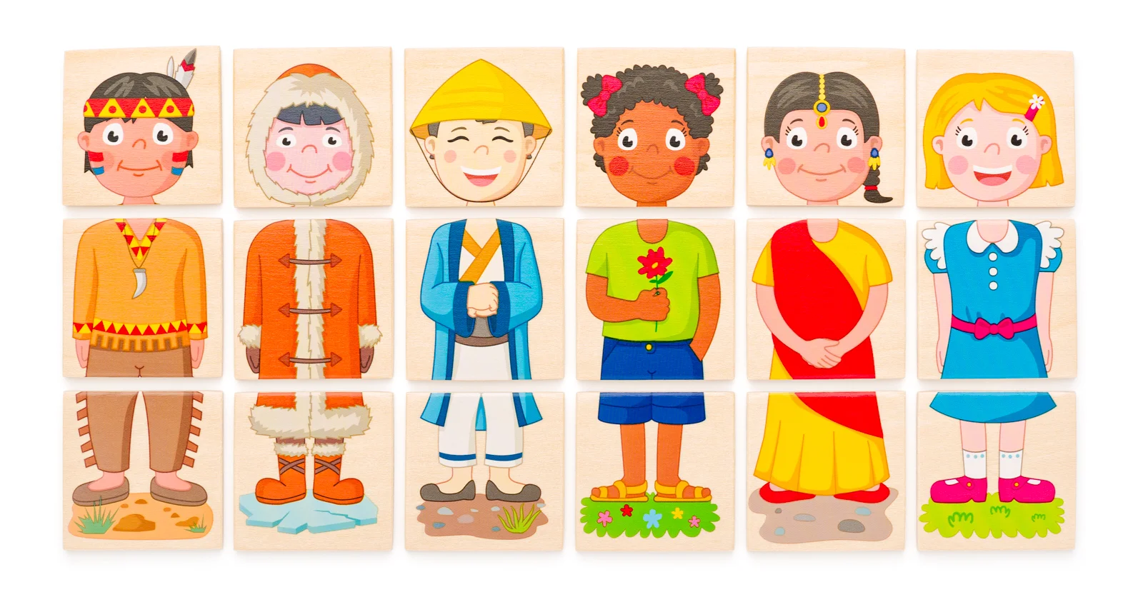 Puzzle cu 18 piese pătrate din lemn - Oameni și meserii din întreaga lume [3]