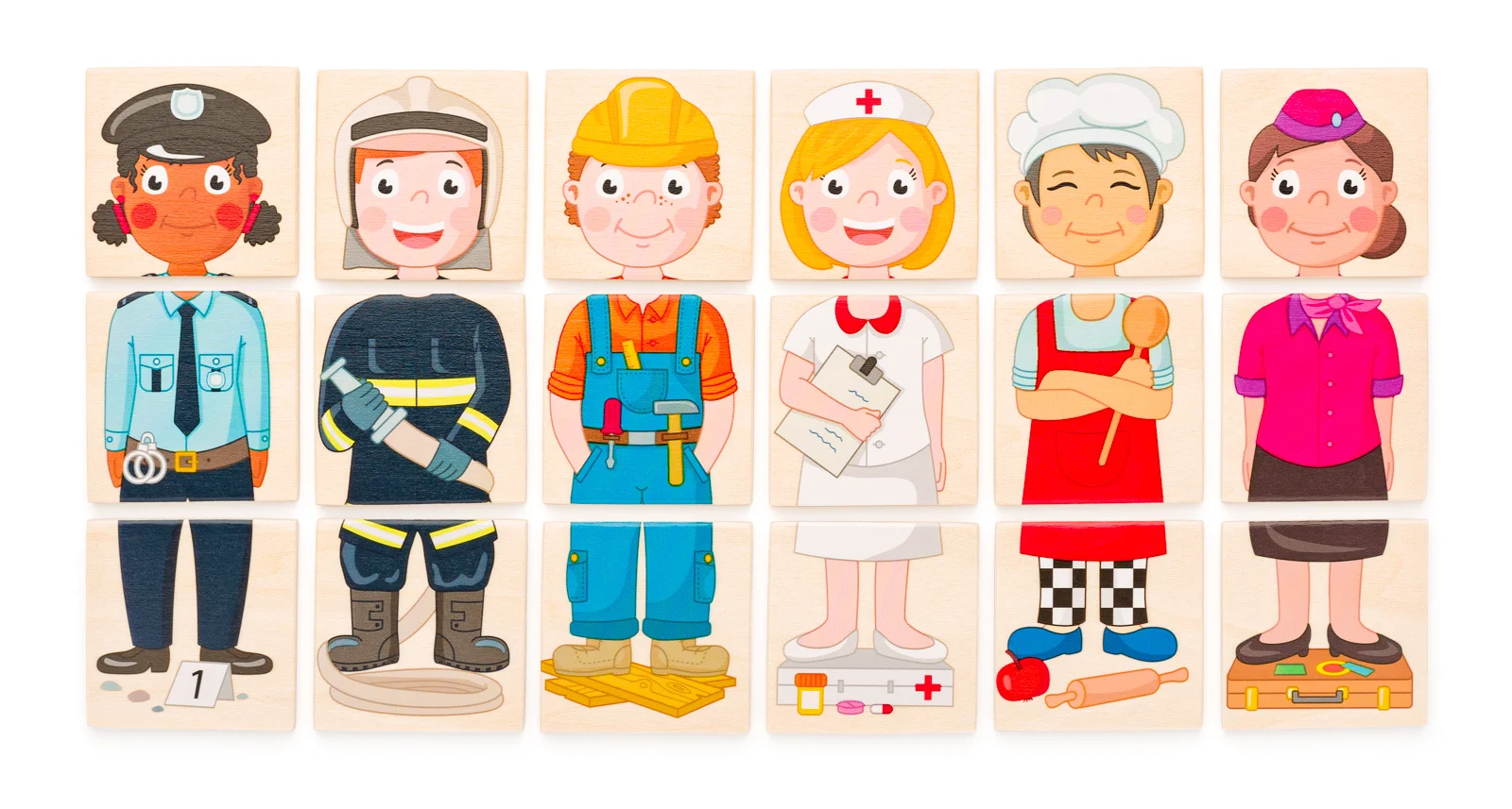 Puzzle cu 18 piese pătrate din lemn - Oameni și meserii din întreaga lume [4]