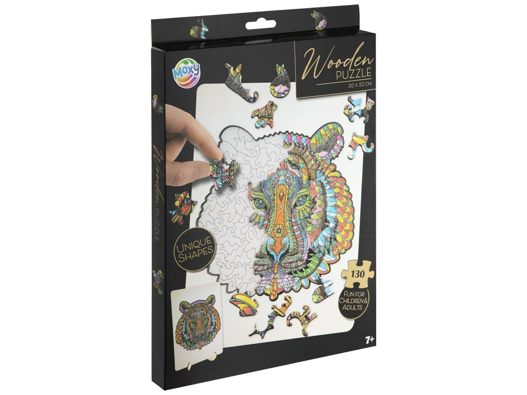 Puzzle din lemn cu 130 de piese în forme deosebite - Tigru  [4]