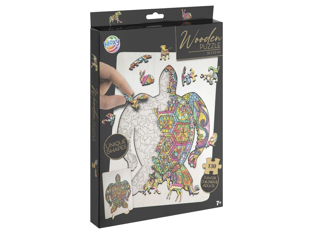 Puzzle din lemn cu 132 de piese în forme deosebite - Broască țestoasă  [5]