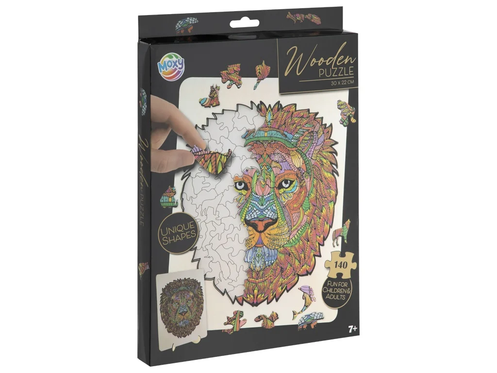 Puzzle din lemn cu 140 de piese în forme deosebite - Leu  [6]
