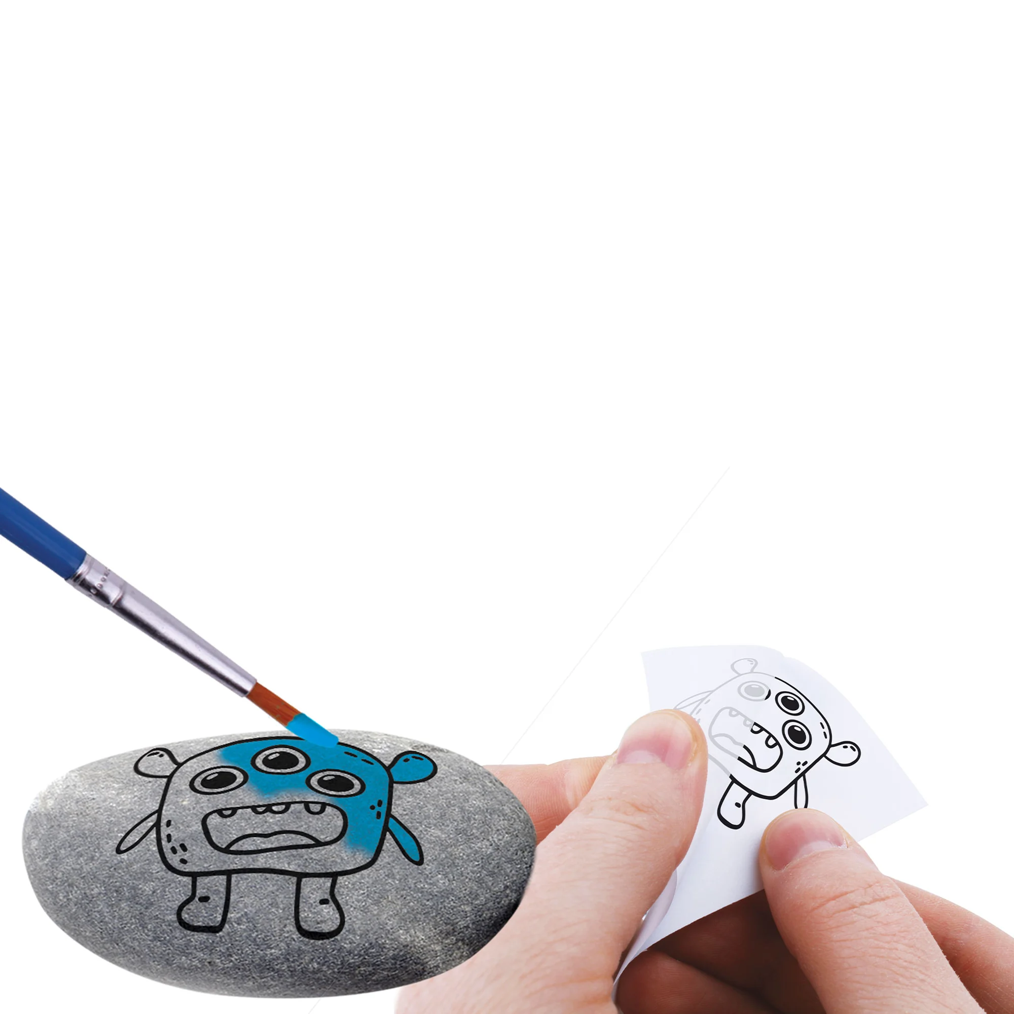 Set creativ - Pictură pe pietre cu 6 acuarele, pensule și ochi mobili [4]