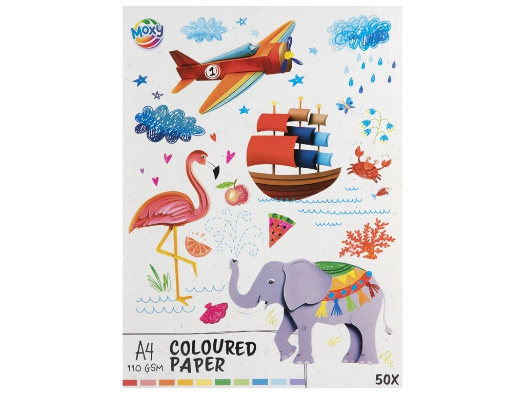 Noutăți - Set de 50 de coli de carton colorat A4, 110 gsm
