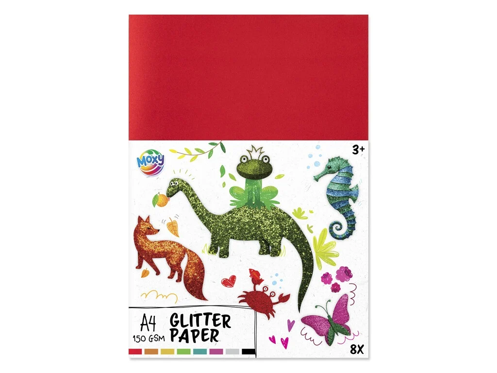 Noutăți - Set de 8 coli de carton colorat glitter A4, 150 gsm