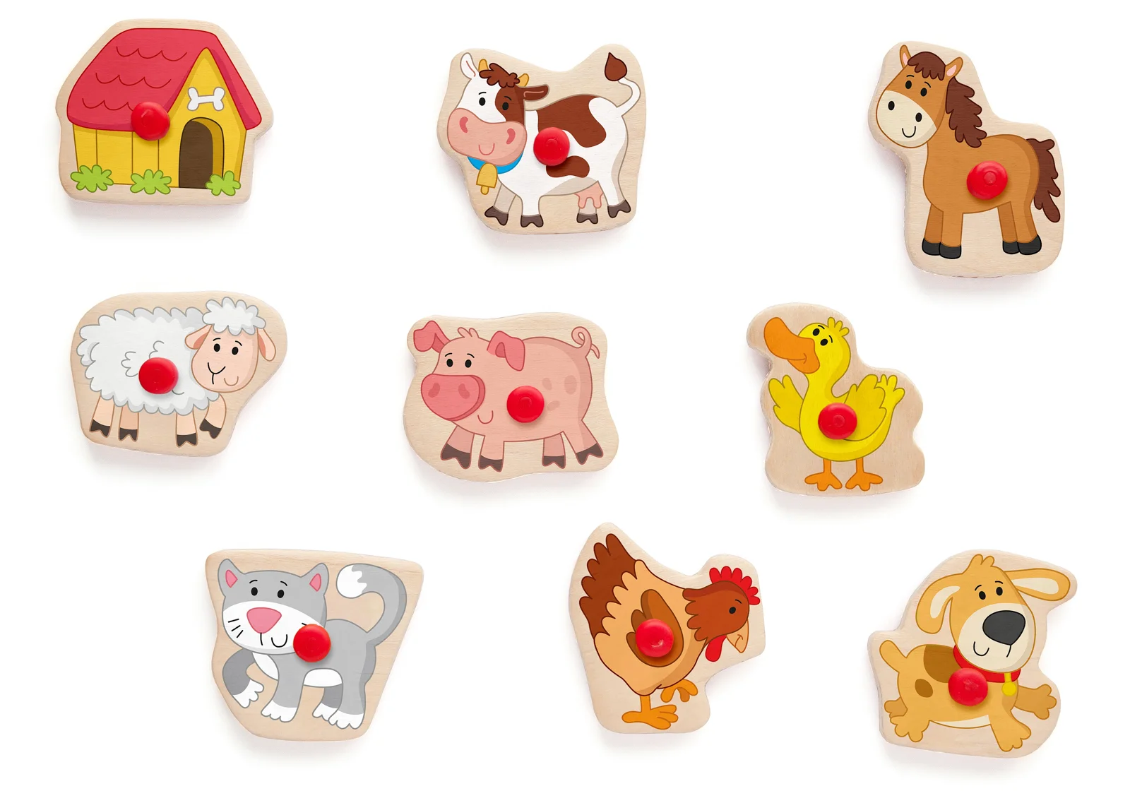 Set de 9 ștampile și tușieră din lemn - La fermă [2]