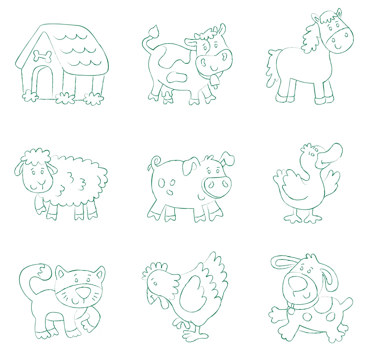 Set de 9 ștampile și tușieră din lemn - La fermă [3]