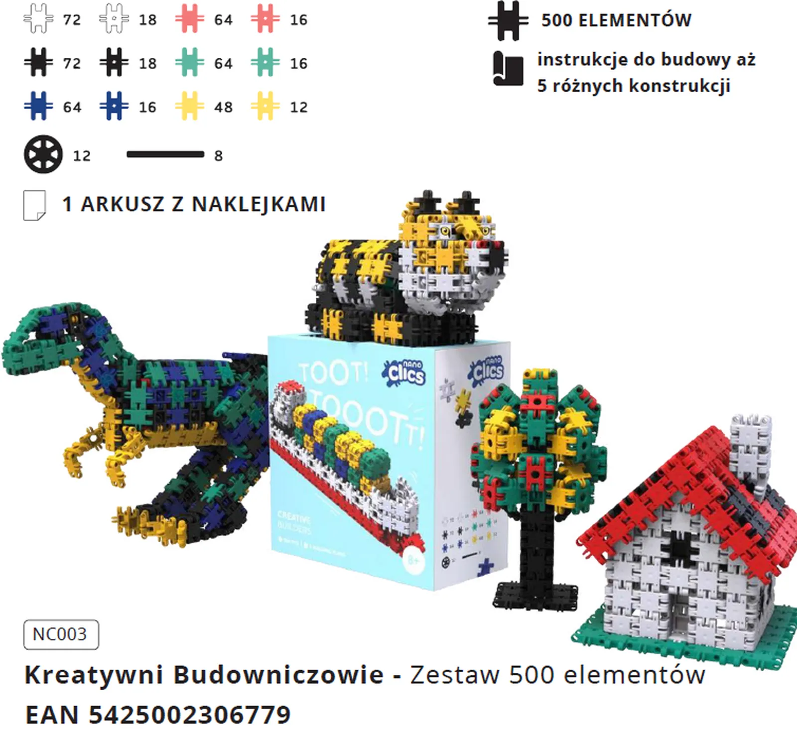 Set de construcție 5 în 1 cu 500 piese -Nano Clics [2]