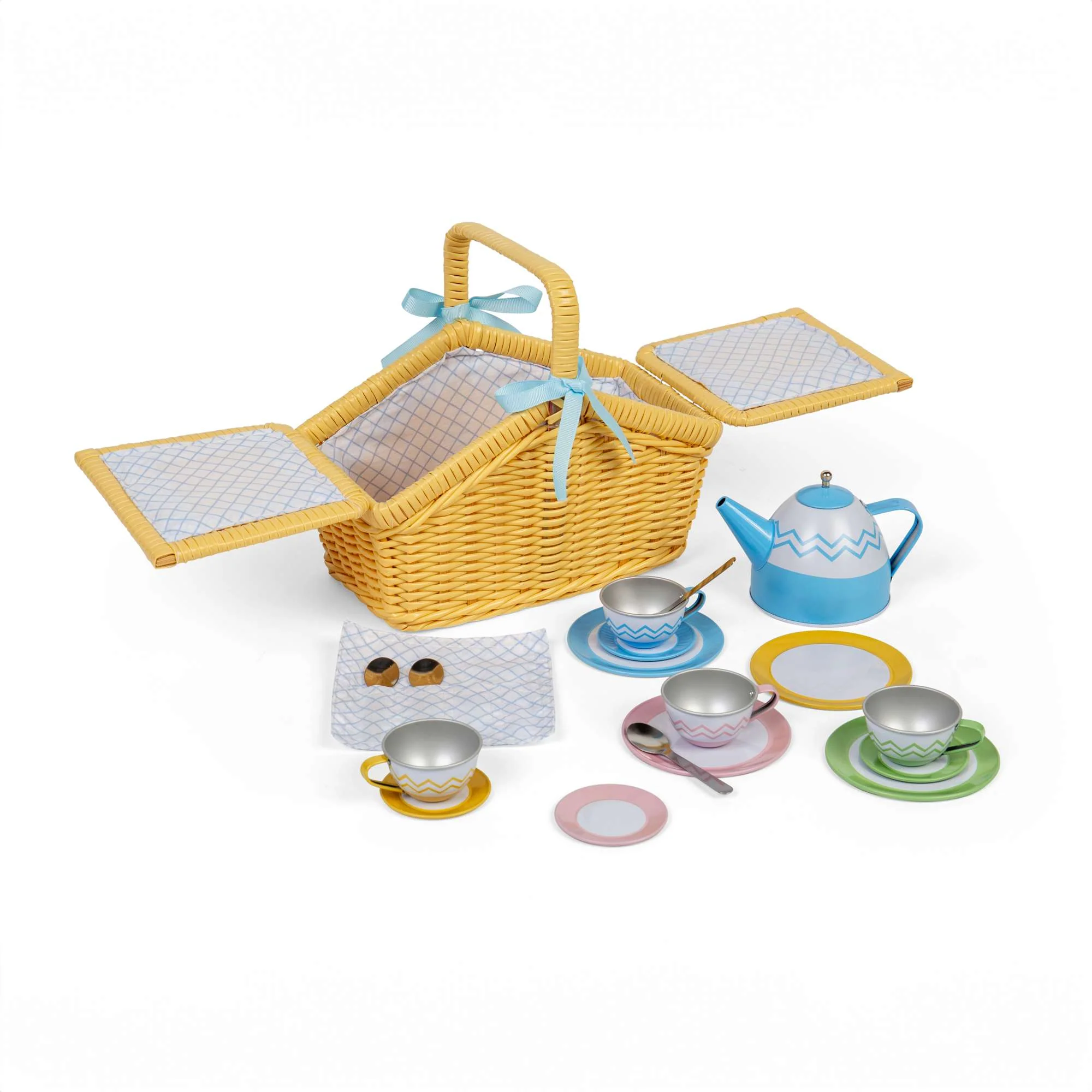Cutia cu jucarii - 13267 37026 Set de picnic cu 4 cești de ceai și ibric Bigjigs