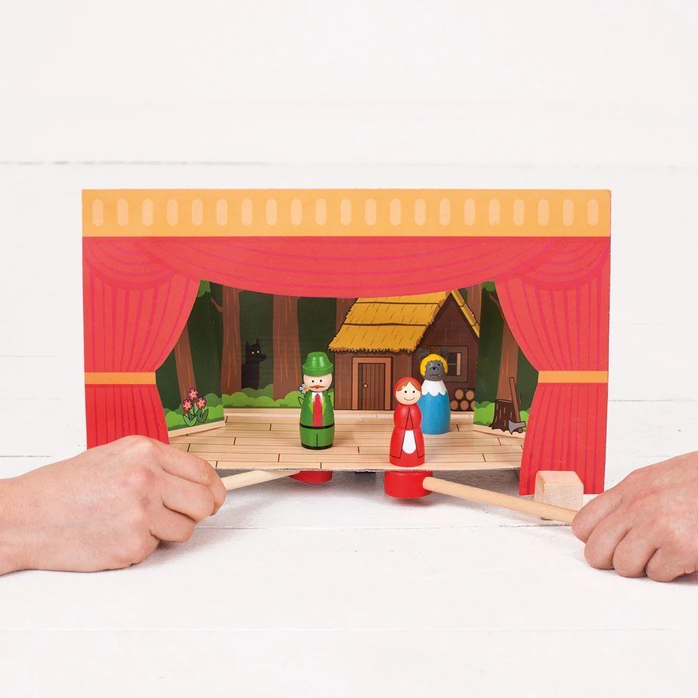 Teatru magnetic cu 18 piese din lemn - Cei trei purcelusi, Scufita rosie, Cenusareasa [2]