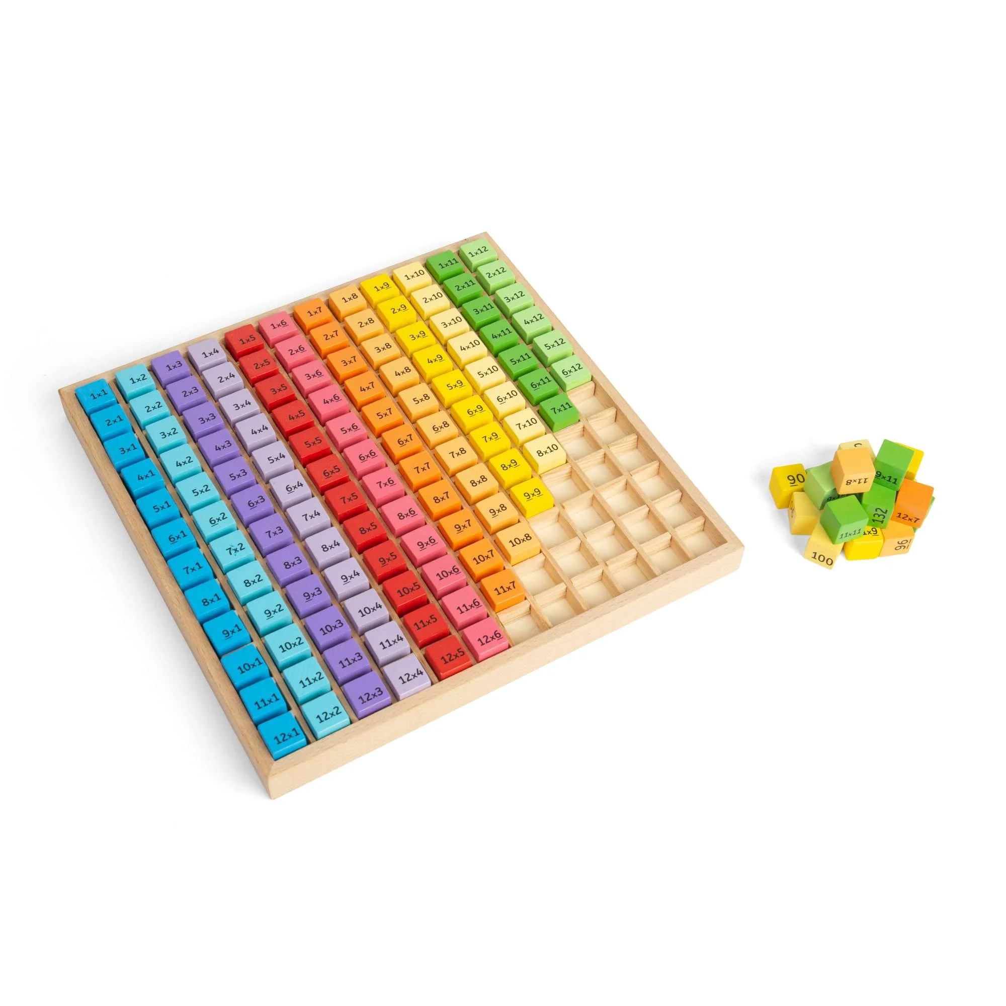 7001  BJ210 Tăviță din lemn cu 185 de piese multicolore pentru învățarea tablei înmulțirii Bigjigs [4]