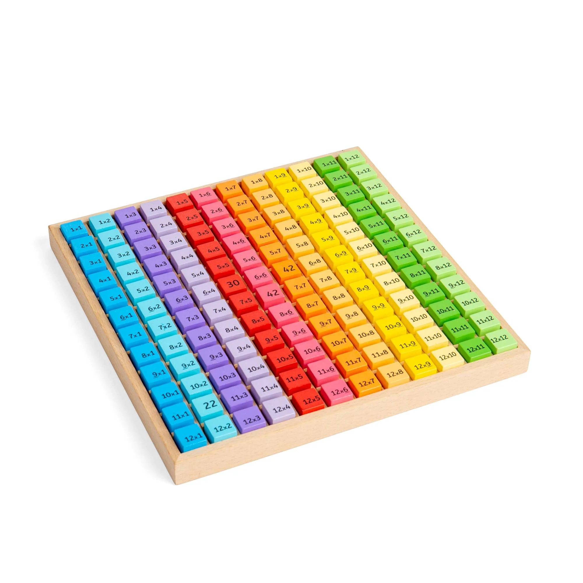 7001  BJ210 Tăviță din lemn cu 185 de piese multicolore pentru învățarea tablei înmulțirii Bigjigs [5]