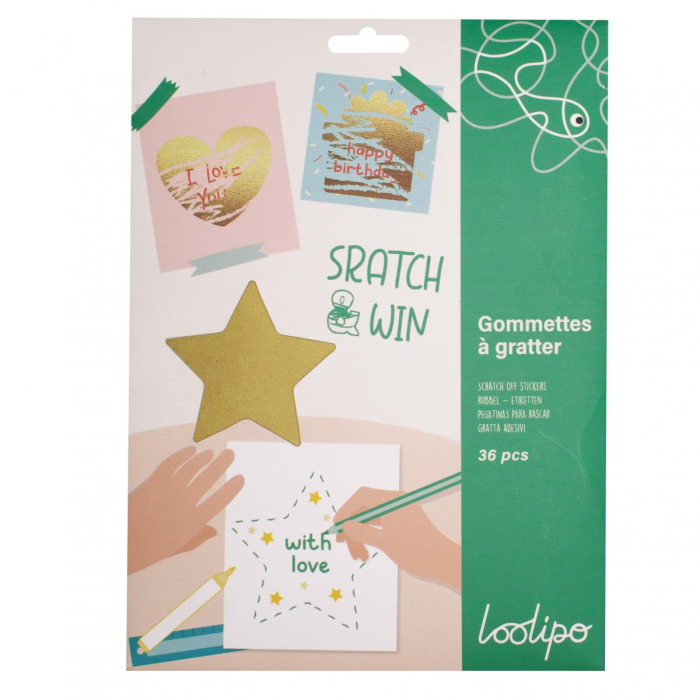 36 de stickere aurii răzuibile personalizabile - Inimi, stele și cadouri [6]