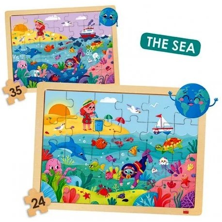 Set de 4 puzzle-uri din lemn cu 24 și 35 de piese și 4 postere [4]