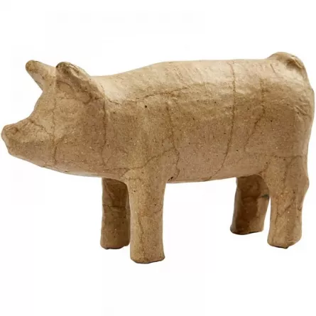 Animal din hartie reciclata pentru decorat - Porc, 8 x 14 cm