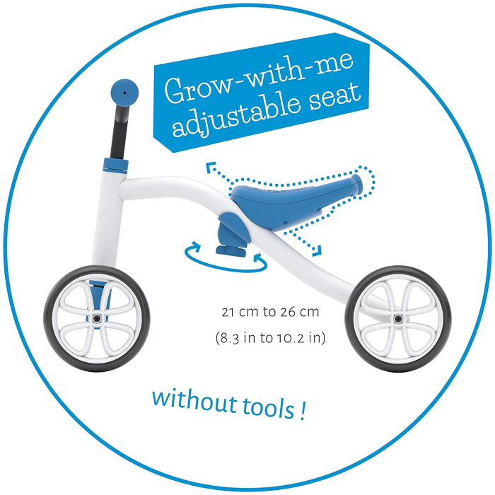 Bicicletă albastră cu 4 roți, fără pedale și reglabilă pe înălțime - Quadie [4]