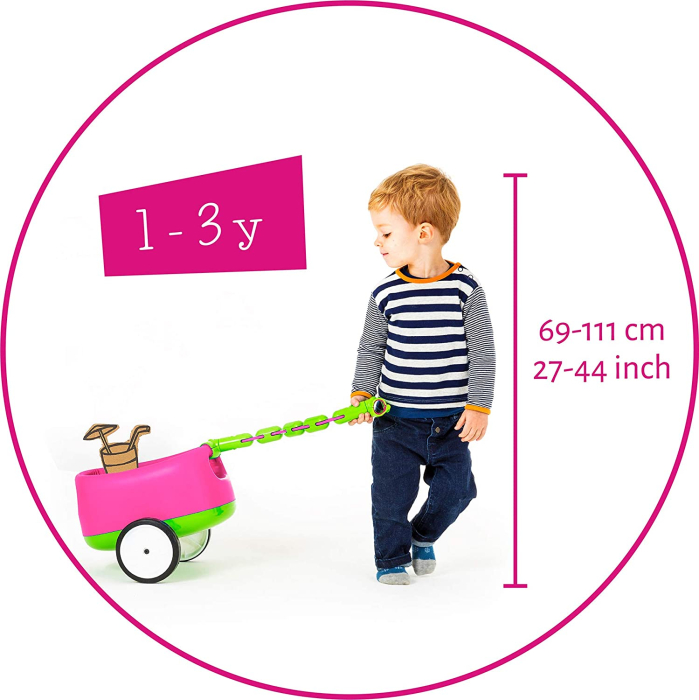 Bicicletă roz cu 4 roți, fără pedale, reglabilă pe înălțime și remorcă detașabilă - Quadie Trailie [5]